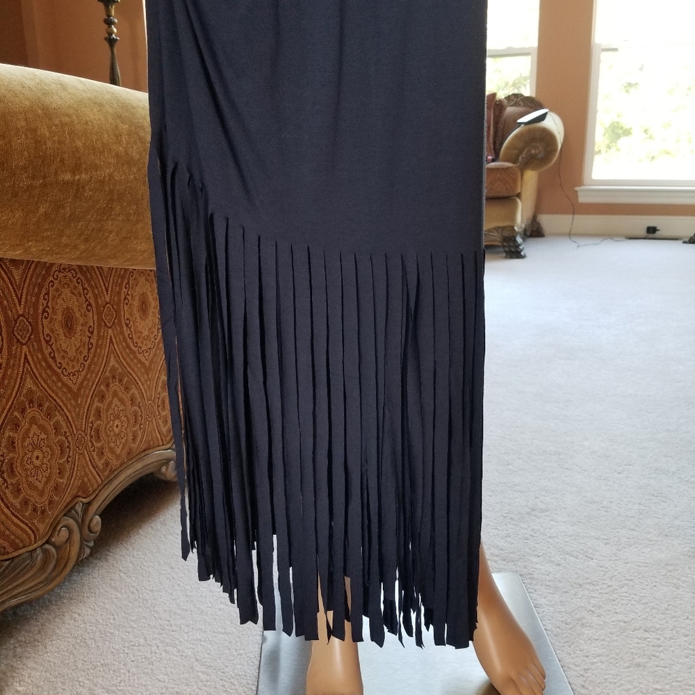 INC Sleeveless Knit Navy Blue Dress with Carwash Hem (Size Medium) - Picture 2 of 5